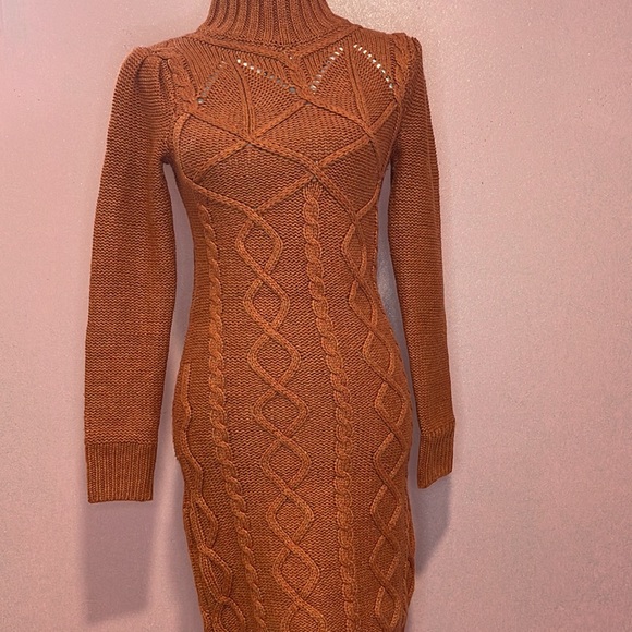 Moda International - Orange brown sweater dress mid length - Picture 2 of 5